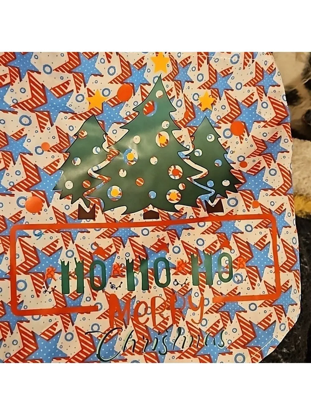 Upcycled Dog Bandana Christmas Trees heat transfer Ho Ho Ho Merry Christmas (M)